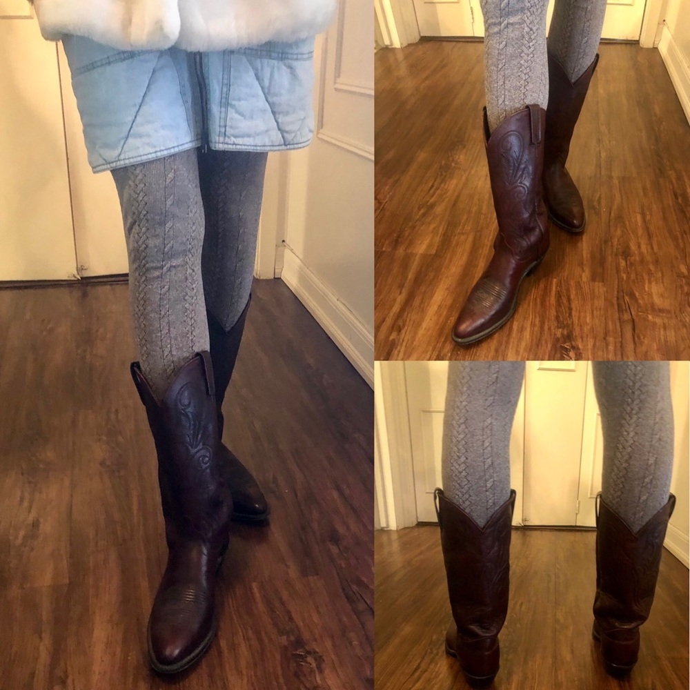 Women's Brown Leather Western Boots - Picture 2 of 11